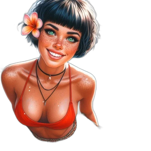 flower, jewelry, face, photorealistic transparent PNG cut-out