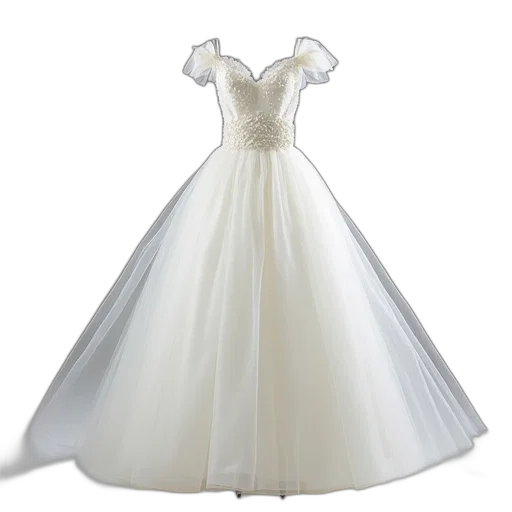 dress, 3d render, white, tulle transparent PNG cut-out