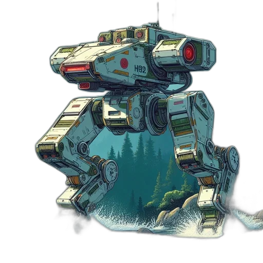 robot, weapon, concept art, watercolor transparent PNG cut-out