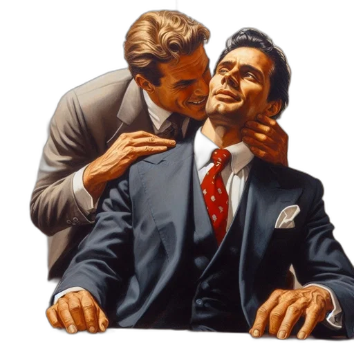 photorealistic, oil painting, two, men transparent PNG cut-out