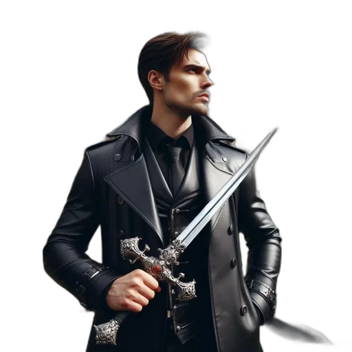 sword, jacket, weapon, staff transparent PNG cut-out