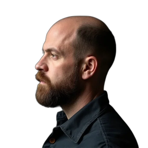 staff, jacket, face, hair transparent PNG cut-out
