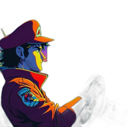 staff, weapon, hat, jacket transparent PNG cut-out