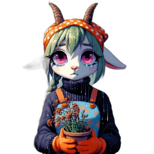 creature, mask, staff, flower transparent PNG cut-out