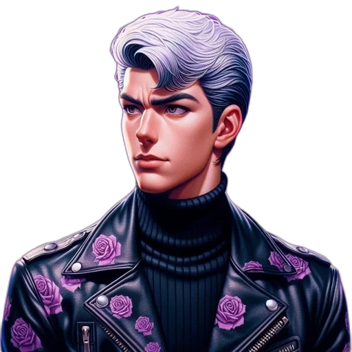 jacket, face, comic book art, pixel art transparent PNG cut-out