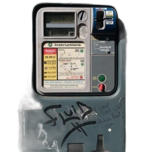 parking, meter, graffiti, front transparent PNG cut-out