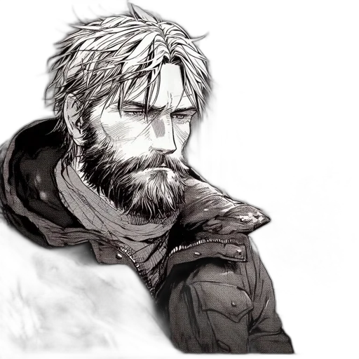 jacket, face, weapon, concept art transparent PNG cut-out