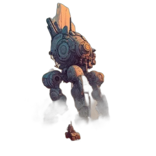 robot, creature, weapon, staff transparent PNG cut-out