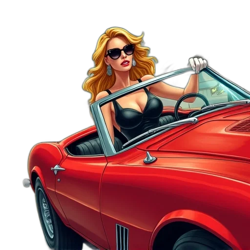 car, comic book art, concept art, cartoon transparent PNG cut-out
