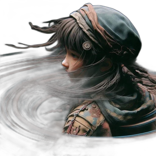 hair, sword, dragon, face transparent PNG cut-out