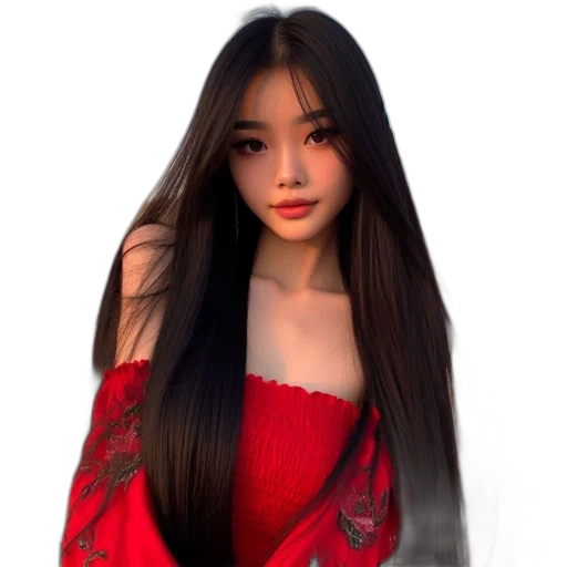 hair, dress, face, photorealistic transparent PNG cut-out