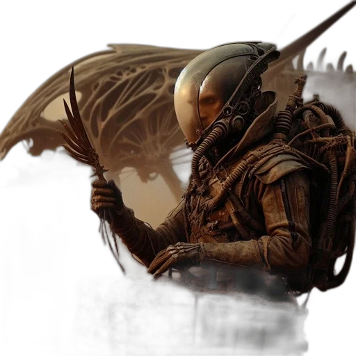 dragon, creature, mask, sword transparent PNG cut-out