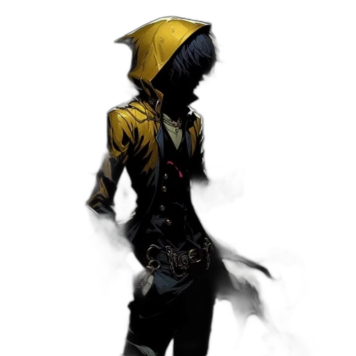 jacket, mask, hat, staff transparent PNG cut-out