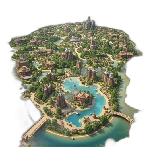 3d render, concept art, photorealistic, map transparent PNG cut-out