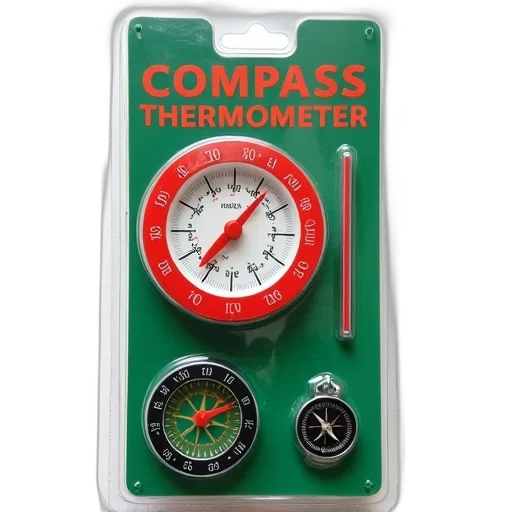 green, red, thermometer, compass transparent PNG cut-out