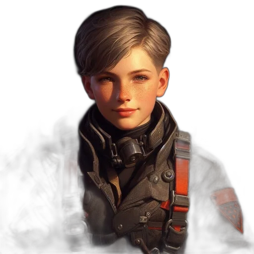 face, jacket, staff, weapon transparent PNG cut-out
