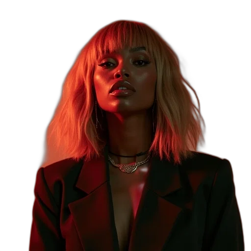 jacket, face, hair, neon lights transparent PNG cut-out