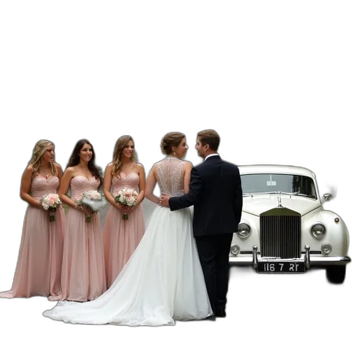 car, dress, crown, photorealistic transparent PNG cut-out