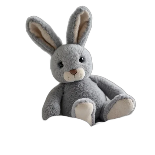 3d render, small, grey, rabbit transparent PNG cut-out