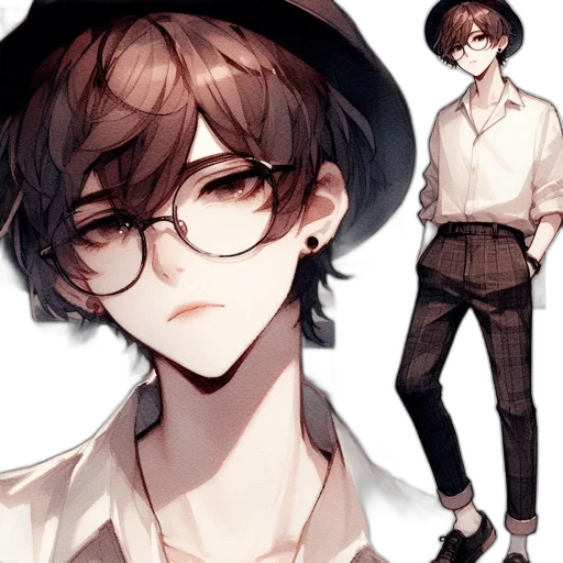 hat, anime, concept art, watercolor transparent PNG cut-out