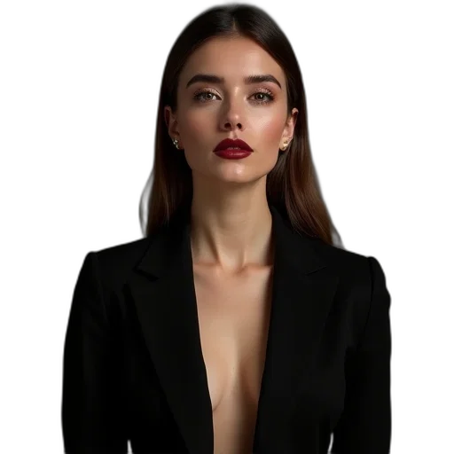jacket, dress, jewelry, face transparent PNG cut-out