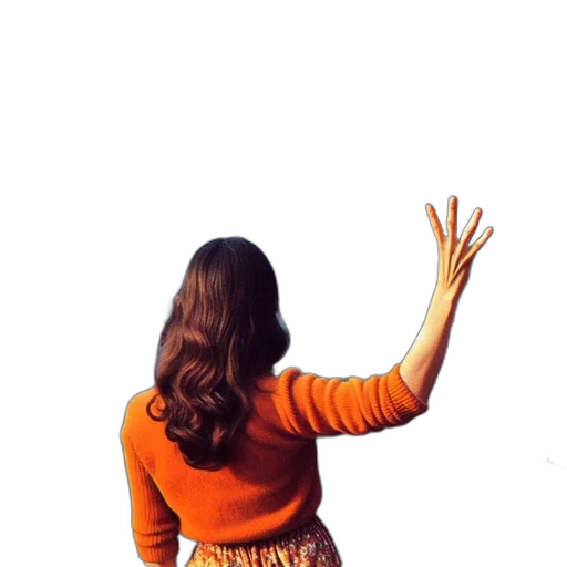 dress, jacket, hair, staff transparent PNG cut-out