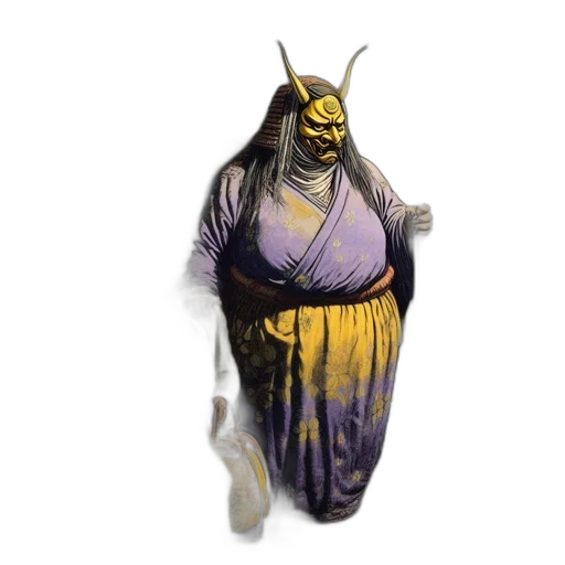 creature, mask, dress, staff transparent PNG cut-out