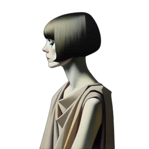 hair, dress, face, staff transparent PNG cut-out