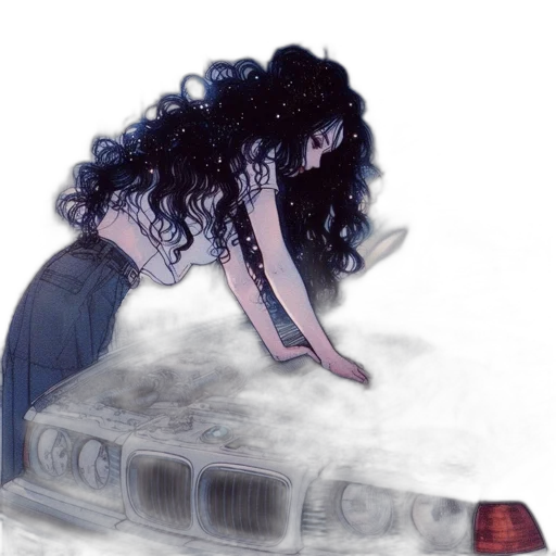dress, hair, car, mask transparent PNG cut-out
