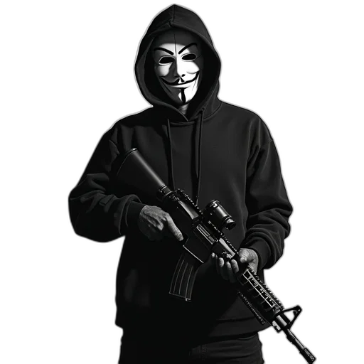 mask, weapon, jacket, face transparent PNG cut-out