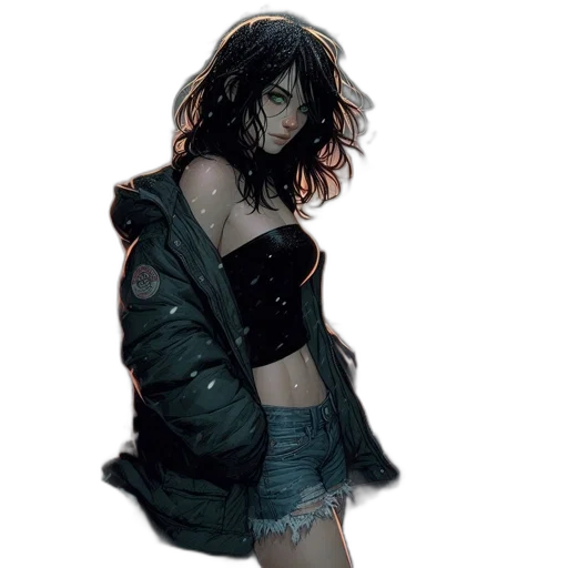 jacket, dress, face, creature transparent PNG cut-out