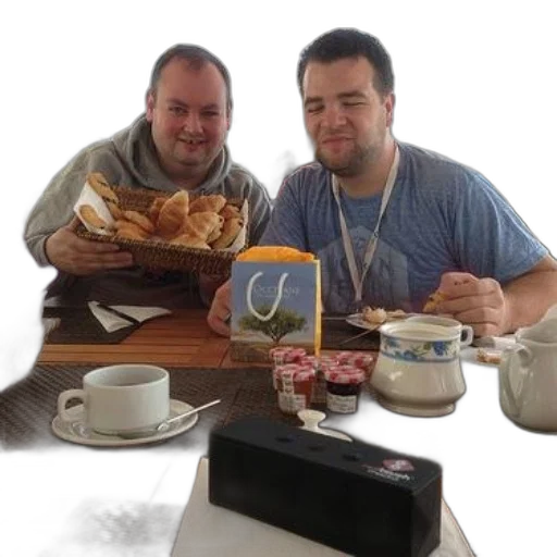 food, staff, two, men transparent PNG cut-out