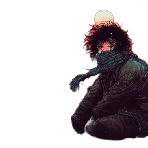 jacket, hat, mask, hair transparent PNG cut-out