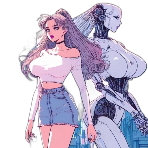 robot, cyberpunk, comic book art, concept art transparent PNG cut-out