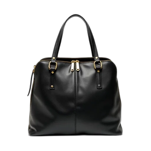 dark, black, leather, bag transparent PNG cut-out