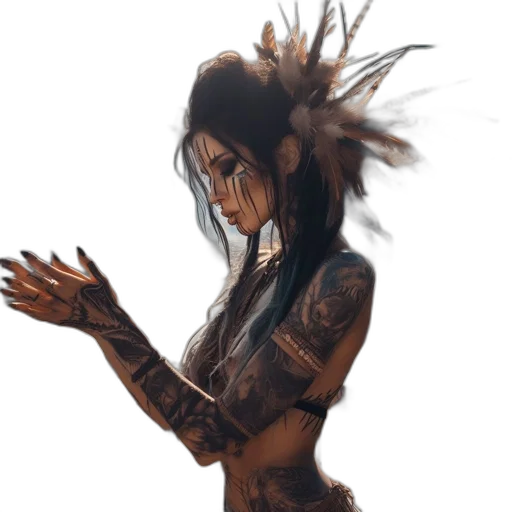 hair, creature, dress, concept art transparent PNG cut-out