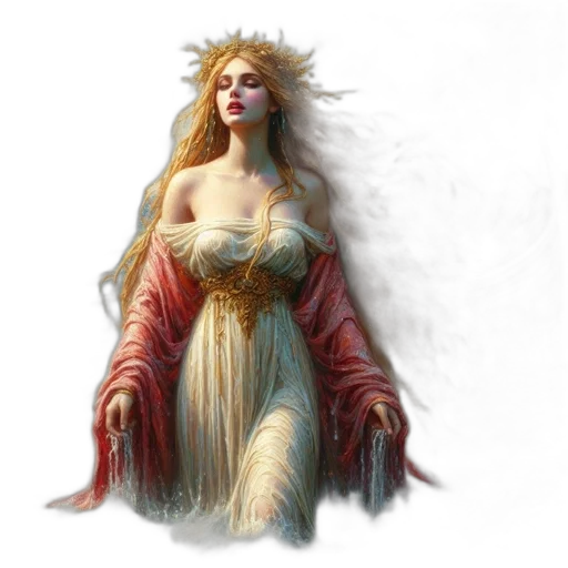 dress, crown, jewelry, fantasy art transparent PNG cut-out