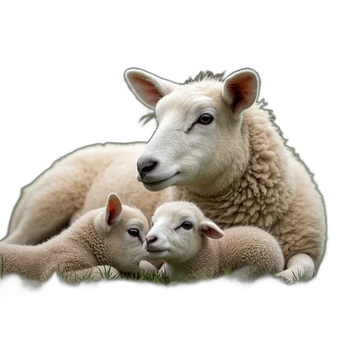 animal, photorealistic, mother, sheep transparent PNG cut-out