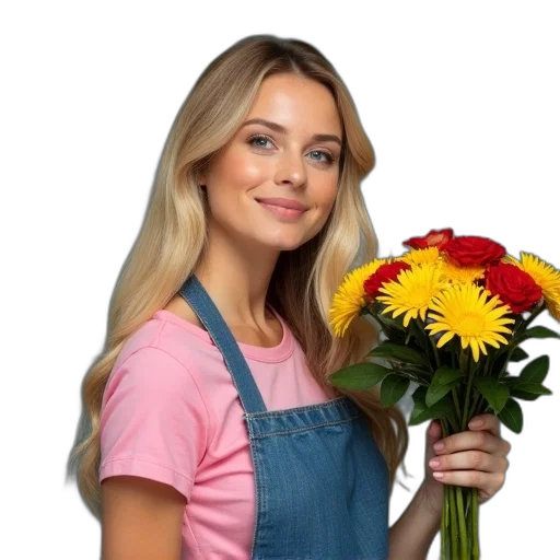 flower, staff, face, dress transparent PNG cut-out