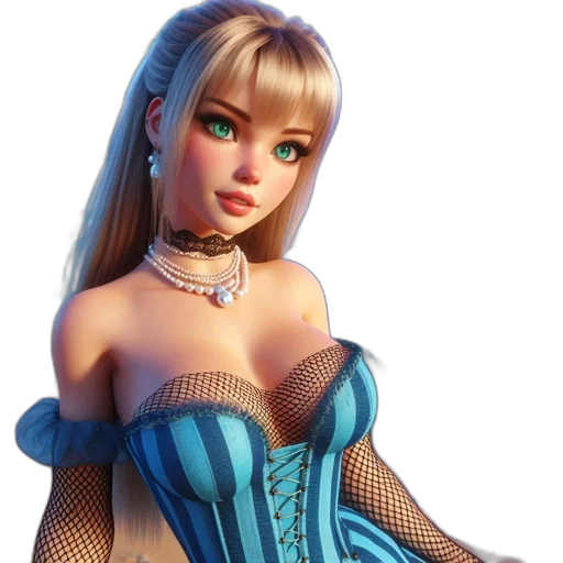 dress, jewelry, 3d render, fantasy art transparent PNG cut-out