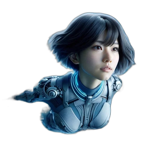 robot, face, concept art, photorealistic transparent PNG cut-out