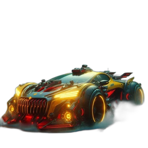 car, weapon, concept art, 3d render transparent PNG cut-out