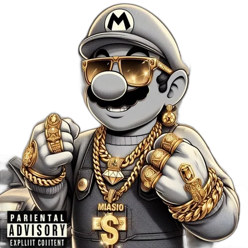 concept art, cartoon, pixel art, mario transparent PNG cut-out