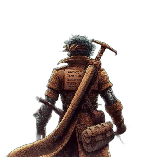 staff, sword, weapon, jacket transparent PNG cut-out