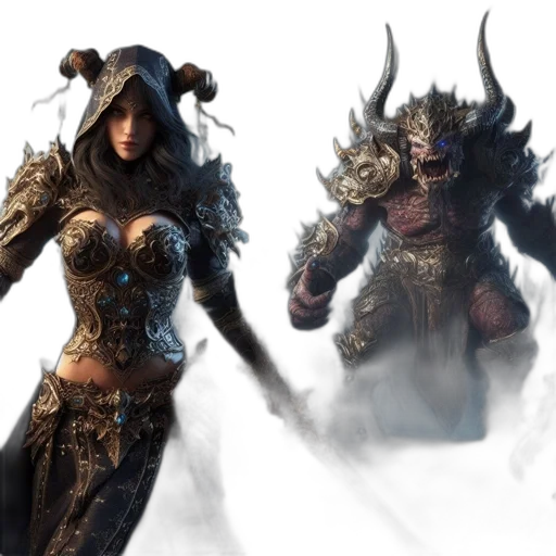 concept art, fantasy art, comic book art, 3d render transparent PNG cut-out