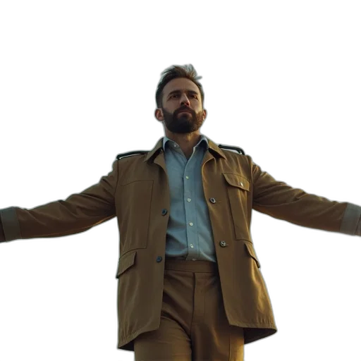 jacket, concept art, man, pilot transparent PNG cut-out