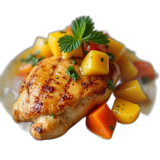 food, photorealistic, 3d render, chicken transparent PNG cut-out