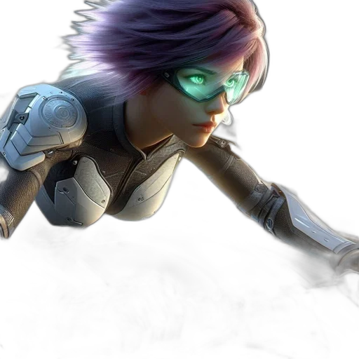 robot, weapon, hair, staff transparent PNG cut-out