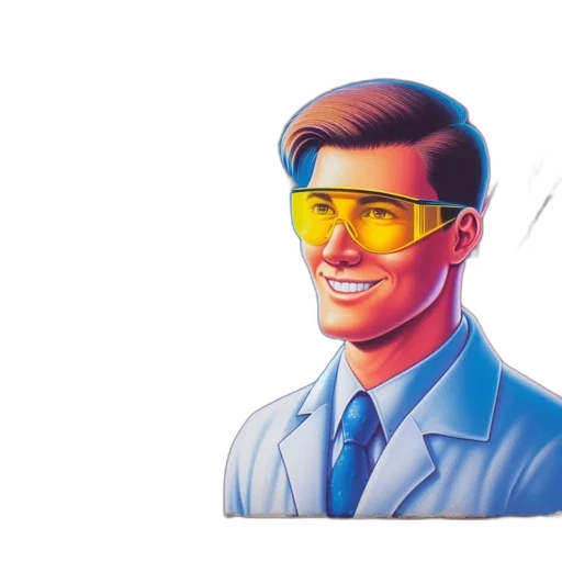 robot, jacket, face, vaporwave transparent PNG cut-out