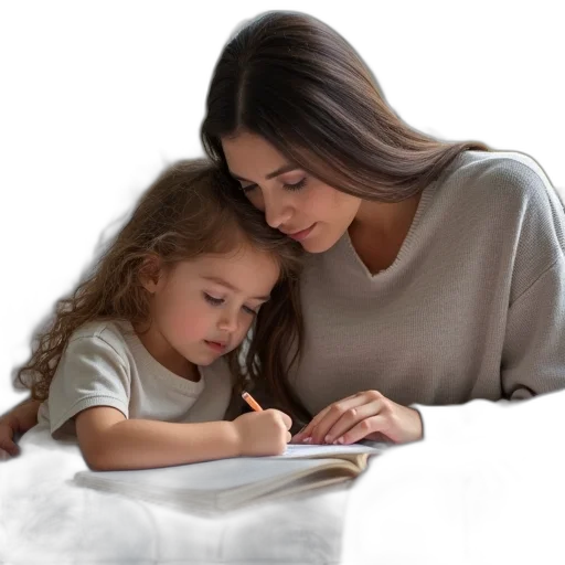 photorealistic, woman, her, child transparent PNG cut-out